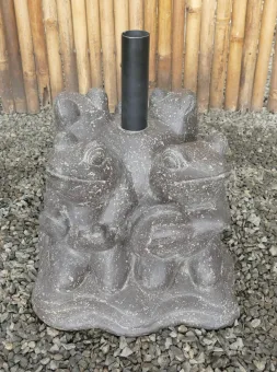 Frosch-Schirmständer aus Steinguss mit Durchmesser 4,2cm, Tiefloch 25cm und Höhe 32cm, 1 Satz mit Metallrohr 